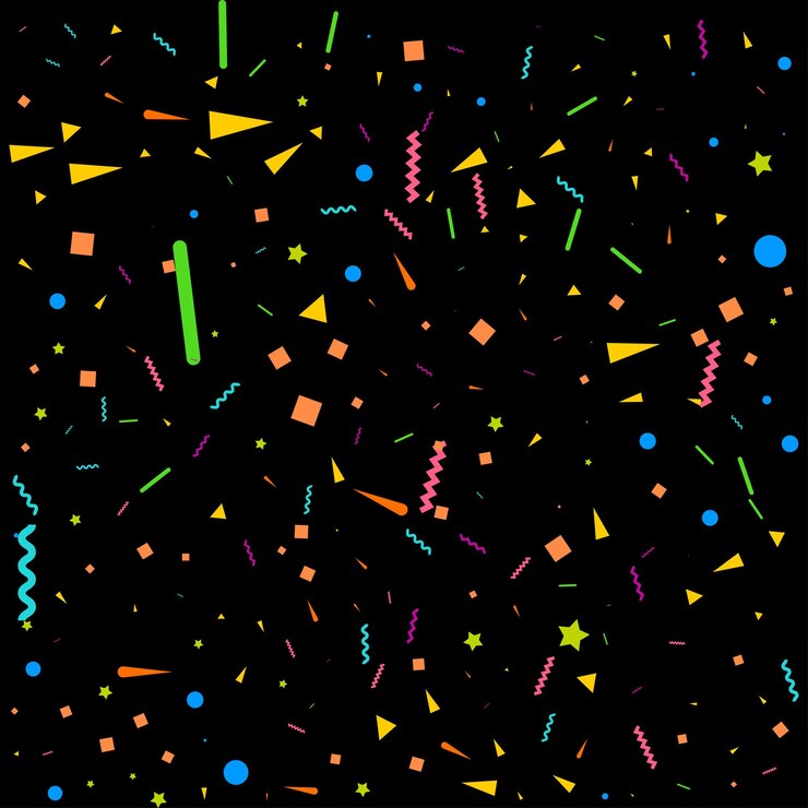 Vettore gratuito sfondo nero astratto vettoriale con molti piccoli coriandoli colorati che cadono e nastro decorazione di natale o capodanno gagliardetti colorati per feste di compleanno