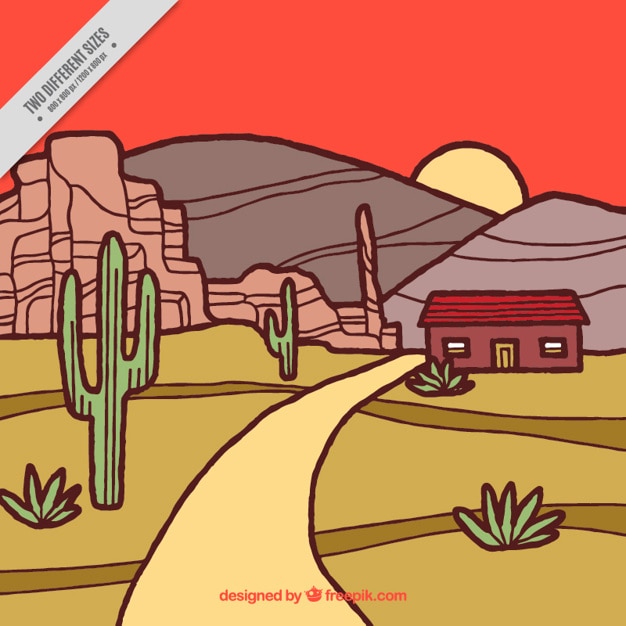 Vettore gratuito sfondo occidentale colorato in stile disegnato a mano