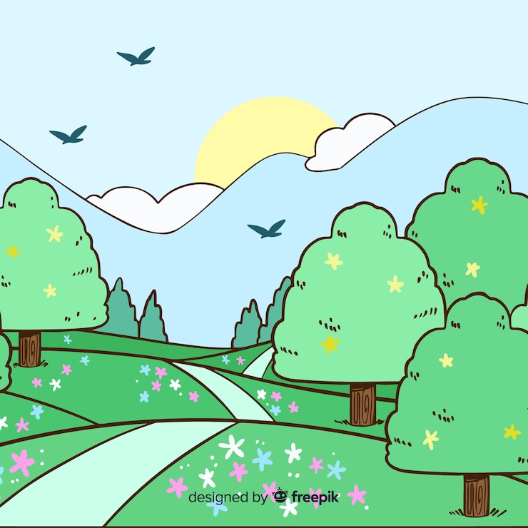 Vettore gratuito sfondo paesaggio disegnato a mano