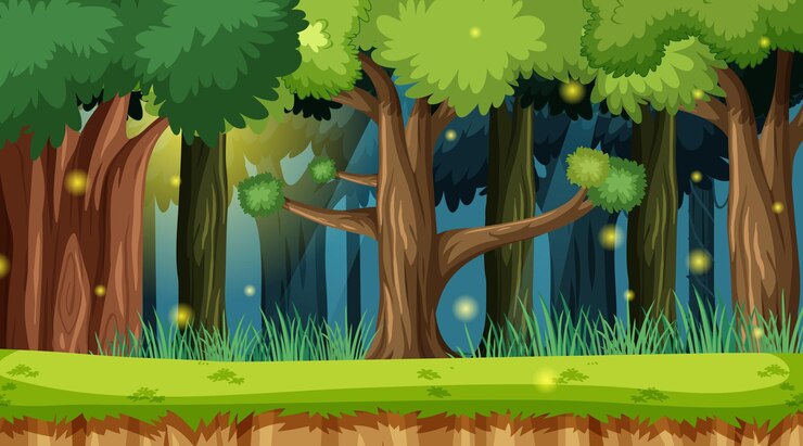 Vettore gratuito sfondo paesaggio foresta incantata