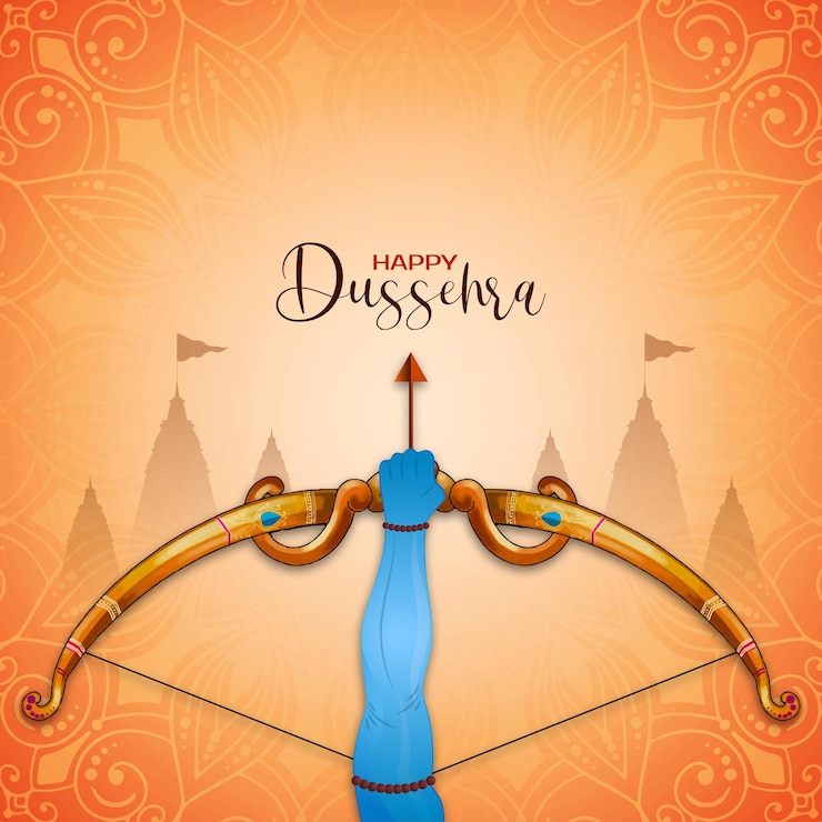 Vettore gratuito sfondo per il festival tradizionale indiano di vijayadashami per un felice dussehra