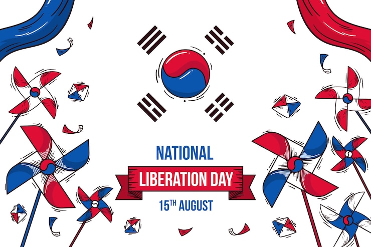 Vettore gratuito sfondo per la celebrazione del giorno della liberazione nazionale coreana