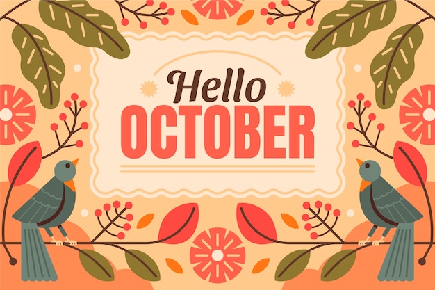 Sfondo piatto ciao ottobre per l'autunno