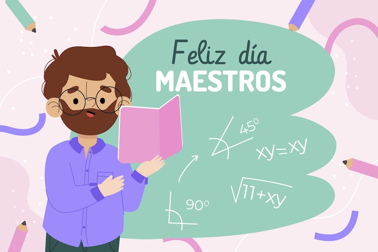Vettore gratuito sfondo piatto del giorno dell'insegnante in spagnolo
