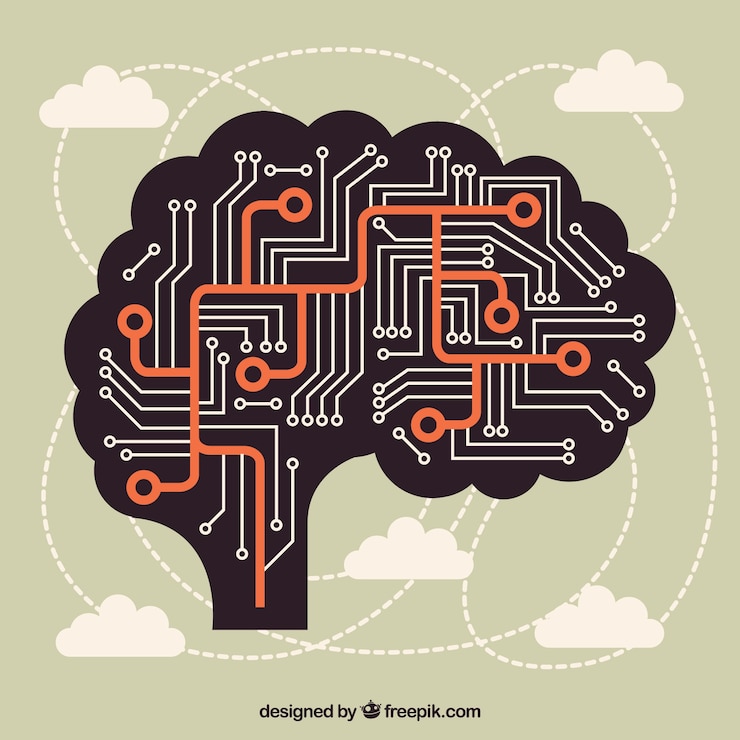 Vettore gratuito sfondo piatto di intelligenza artificiale
