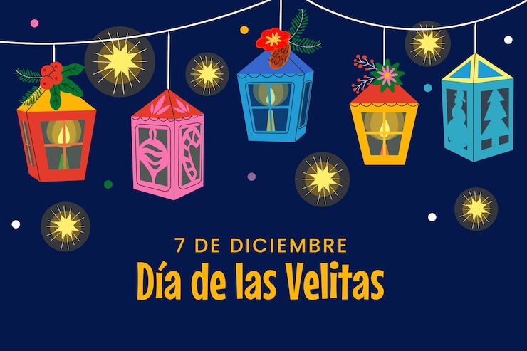 Vettore gratuito sfondo piatto dia de las velitas
