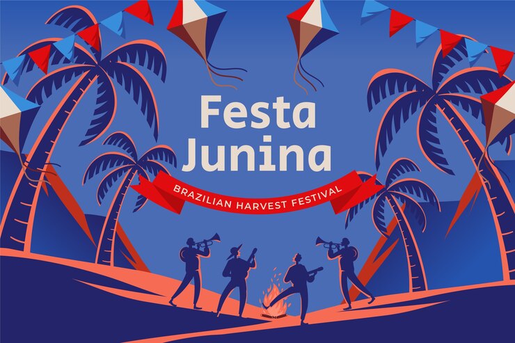 Vettore gratuito sfondo piatto festas juninas