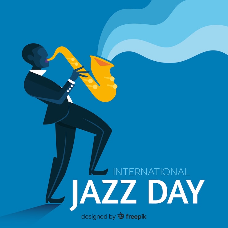 Vettore gratuito sfondo piatto giornata internazionale del jazz