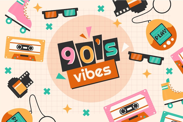 Vettore gratuito sfondo piatto nostalgico degli anni '90