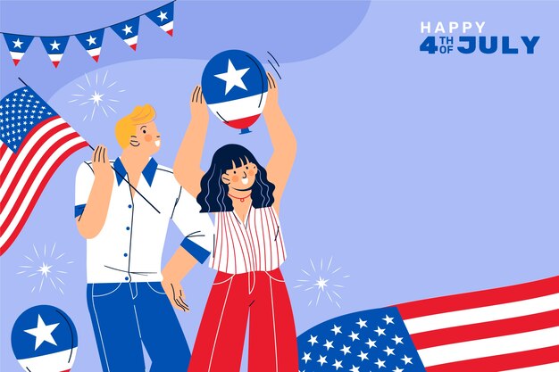 Sfondo piatto per la celebrazione del 4 luglio americano