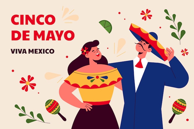 Sfondo piatto per la celebrazione del cinco de mayo