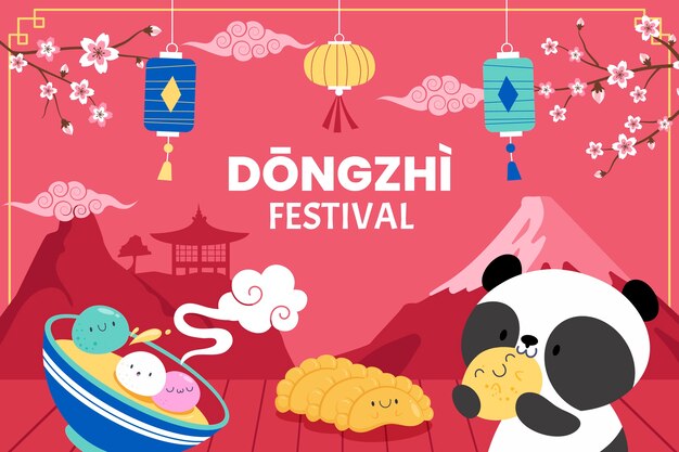 Sfondo piatto per la celebrazione del festival cinese dongzhi