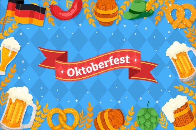 Sfondo piatto per la celebrazione del festival della birra oktoberfest