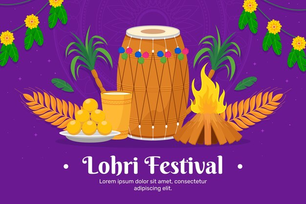 Sfondo piatto per la celebrazione del festival di lohri
