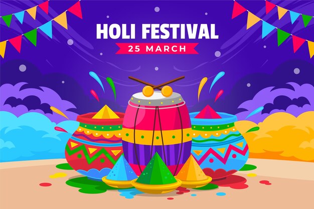 Sfondo piatto per la celebrazione del festival holi