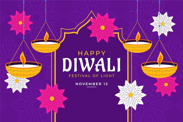 Sfondo piatto per la celebrazione del festival indù di Diwali