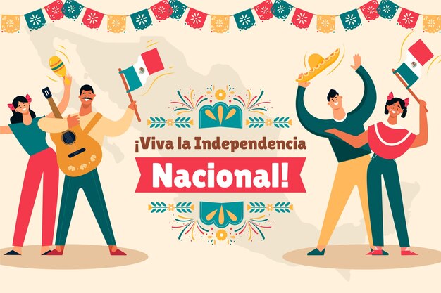 Sfondo piatto per la celebrazione del giorno dell'indipendenza del Messico