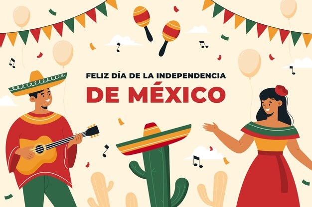 Sfondo piatto per la celebrazione dell'indipendenza del Messico