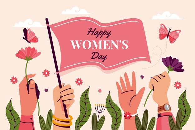 Sfondo piatto per la celebrazione della festa della donna
