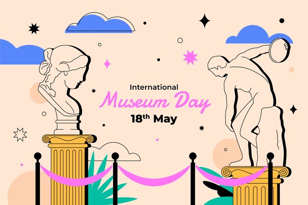 Sfondo piatto per la celebrazione della giornata internazionale dei musei