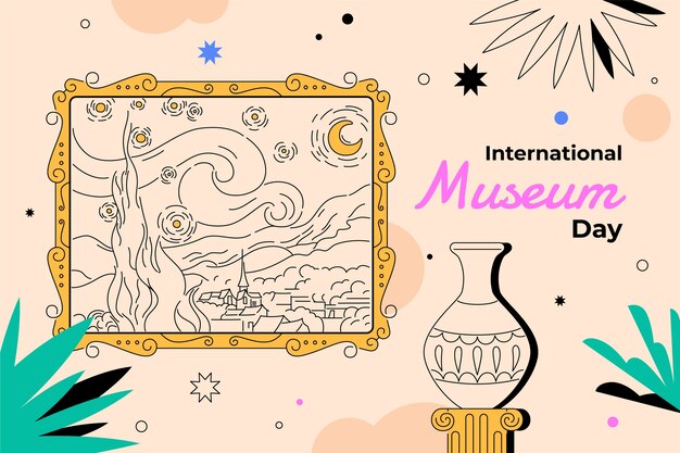 Sfondo piatto per la celebrazione della giornata internazionale dei musei