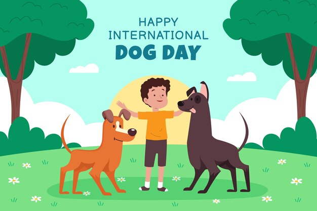 Sfondo piatto per la celebrazione della giornata internazionale del cane