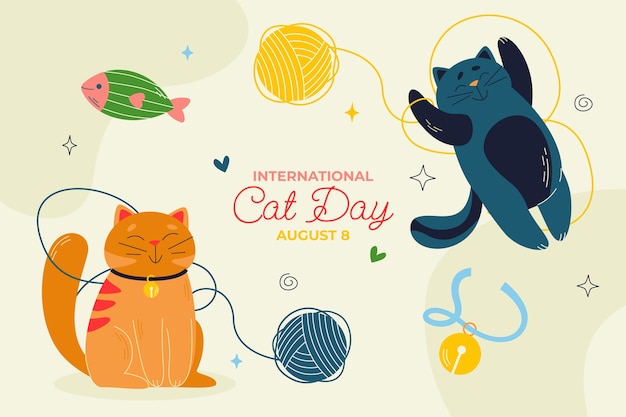Sfondo piatto per la celebrazione della giornata internazionale del gatto