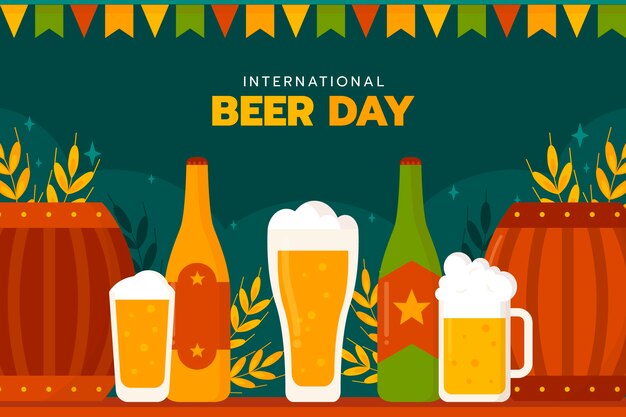 Sfondo piatto per la celebrazione della giornata internazionale della birra