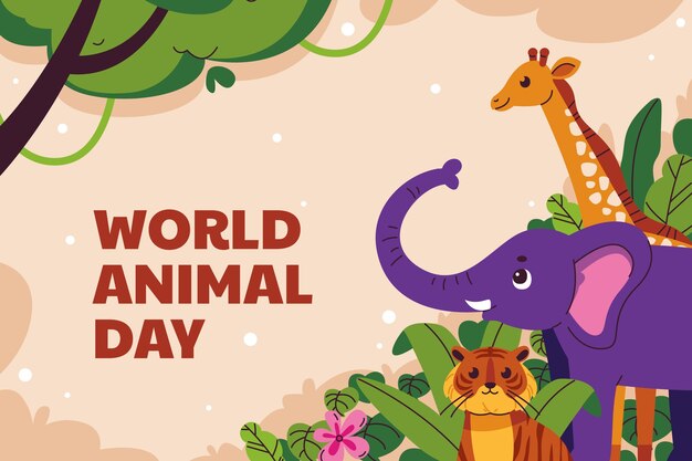 Sfondo piatto per la celebrazione della giornata mondiale degli animali