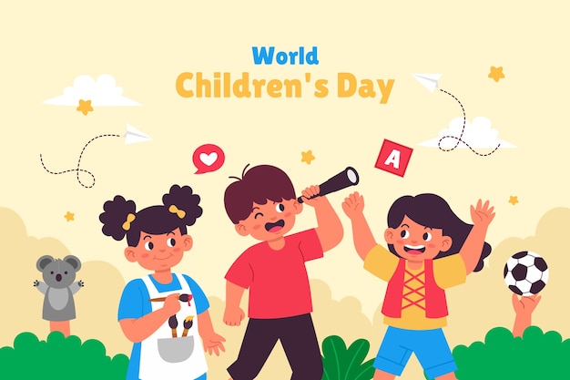 Sfondo piatto per la celebrazione della giornata mondiale dei bambini