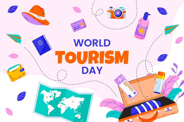 Sfondo piatto per la celebrazione della giornata mondiale del turismo