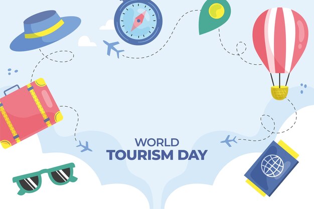 Sfondo piatto per la celebrazione della giornata mondiale del turismo