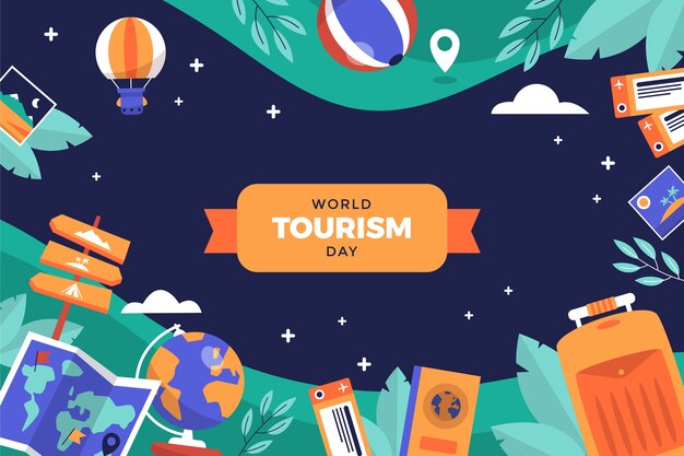 Sfondo piatto per la celebrazione della giornata mondiale del turismo