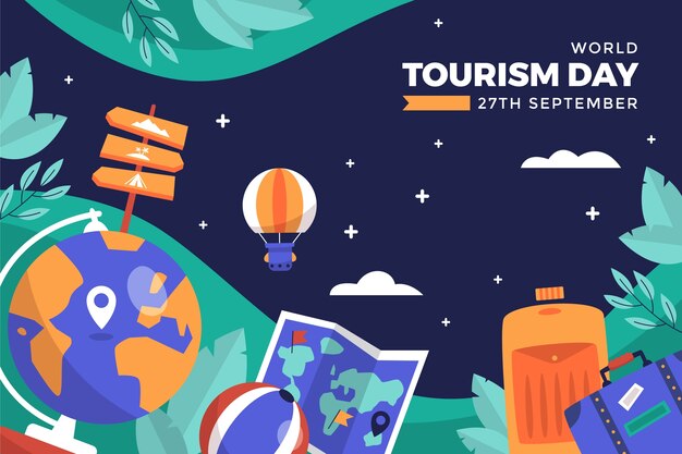 Sfondo piatto per la celebrazione della giornata mondiale del turismo