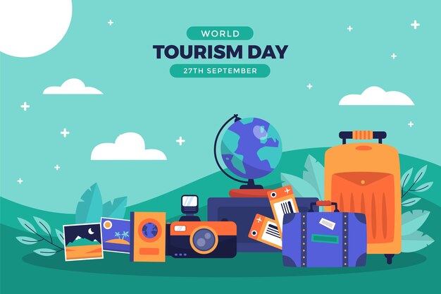 Sfondo piatto per la celebrazione della giornata mondiale del turismo