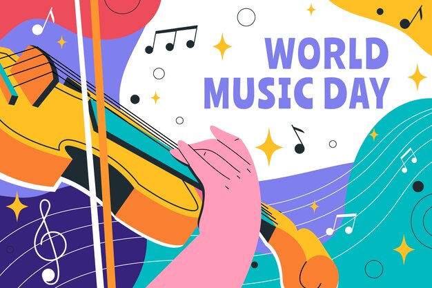 Sfondo piatto per la celebrazione della giornata mondiale della musica