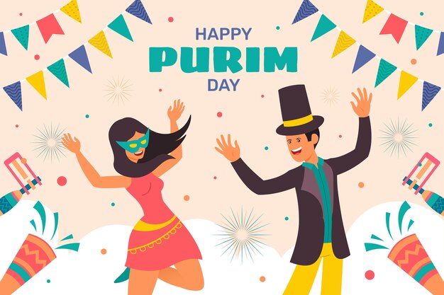 Sfondo piatto per la celebrazione delle vacanze purim