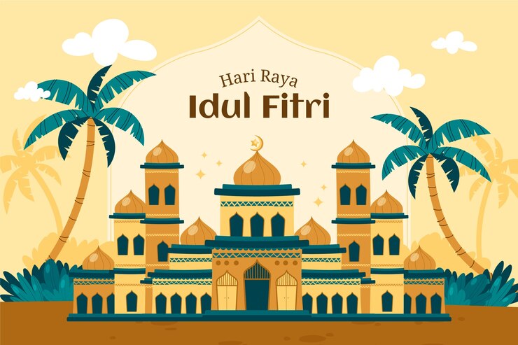 Vettore gratuito sfondo piatto per la celebrazione di eid al-fitr