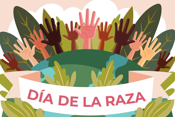 Vettore gratuito sfondo piatto per la celebrazione spagnola della dia de la raza