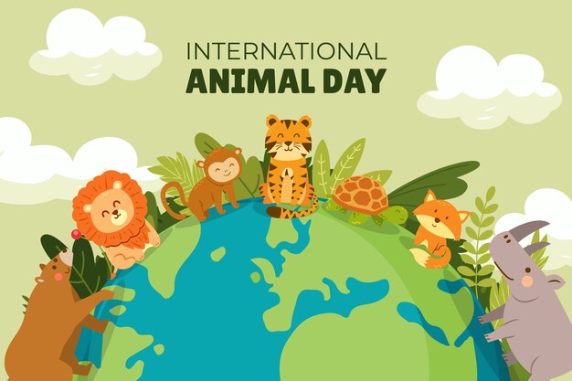 Sfondo piatto per la giornata mondiale degli animali