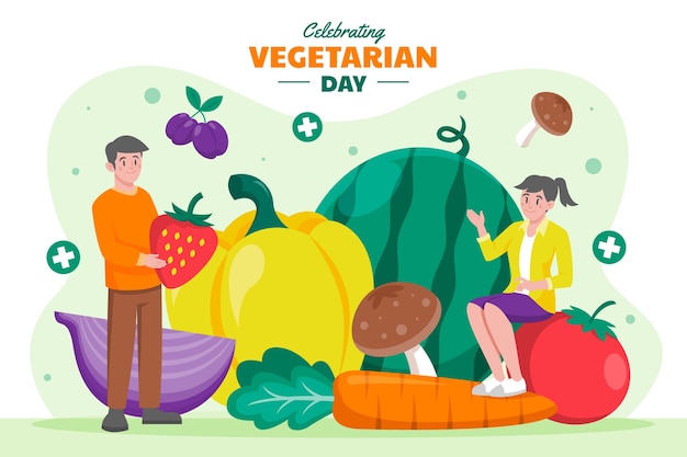 Sfondo piatto per la giornata mondiale dei vegetariani