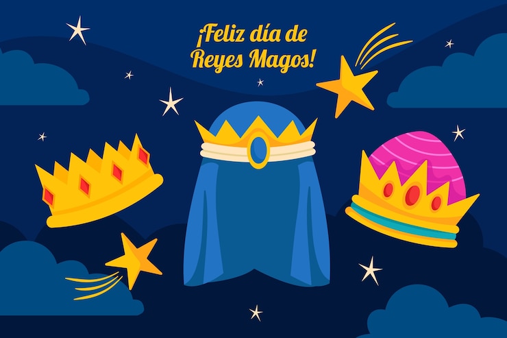 Vettore gratuito sfondo piatto per reyes magos