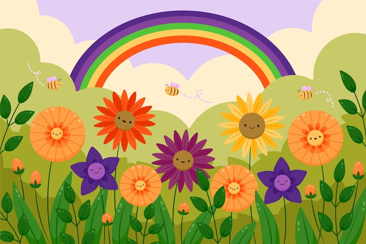 Vettore gratuito sfondo piatto primavera floreale