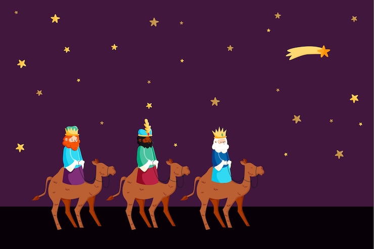 Vettore gratuito sfondo piatto reyes magos
