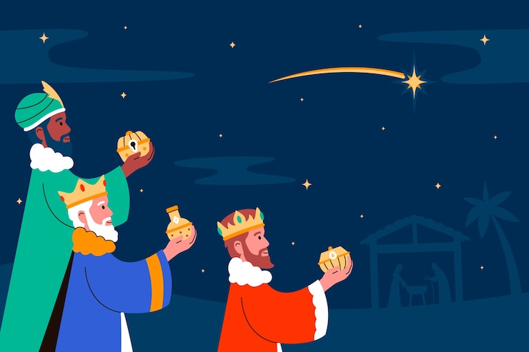 Vettore gratuito sfondo piatto reyes magos