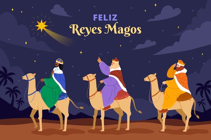 Vettore gratuito sfondo piatto reyes magos