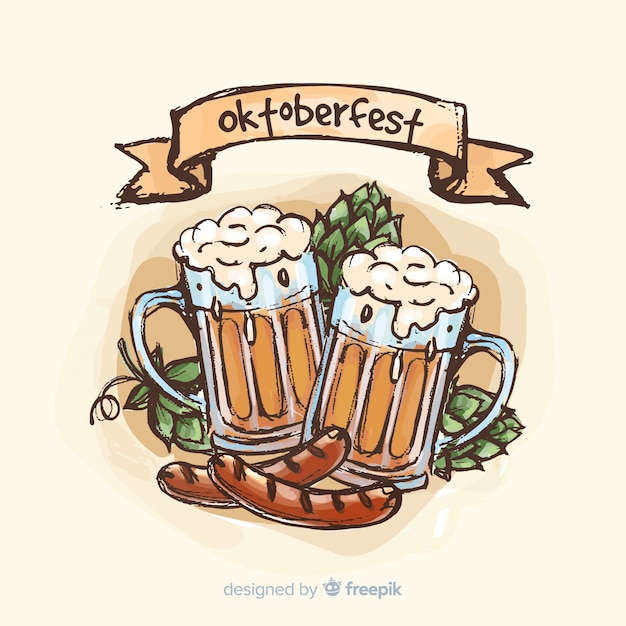 Sfondo più oktoberfest disegnato a mano