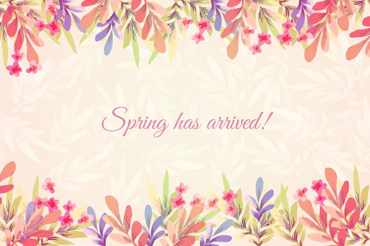 Vettore gratuito sfondo primavera acquerello con fiori