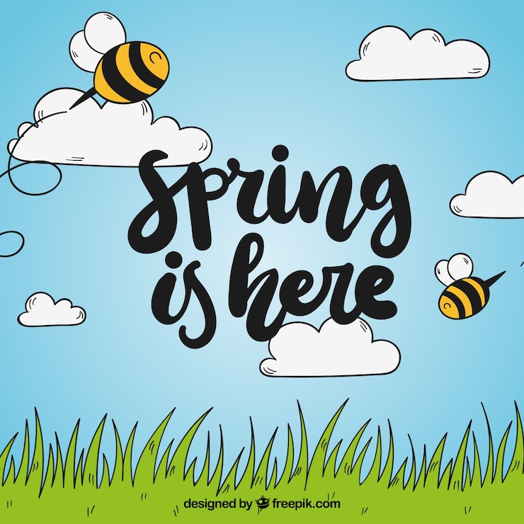 Vettore gratuito sfondo primavera lettering