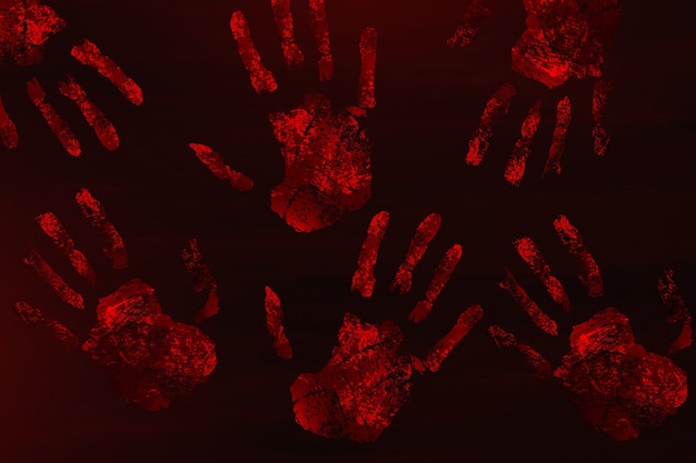 Sfondo realistico con impronte di mani insanguinate